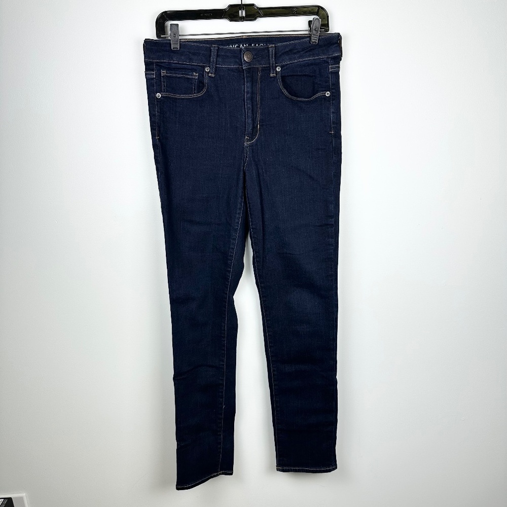 American Eagle Super Stretch Hi Rise Dark Wash Skinny High Waisted Jeans 30in